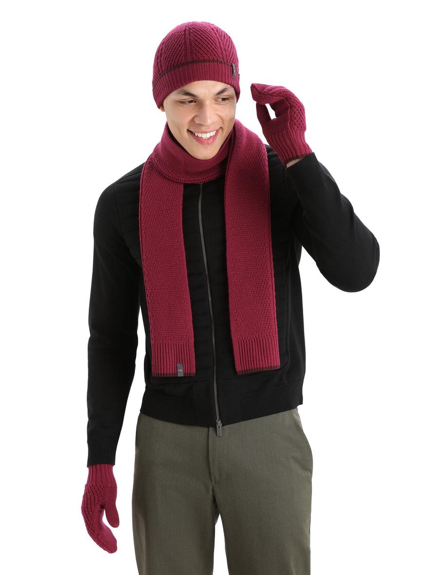 Cherry / Espresso Men's Icebreaker Unisex Merino Waypoint Beanie Hats | USA 1092HAPK